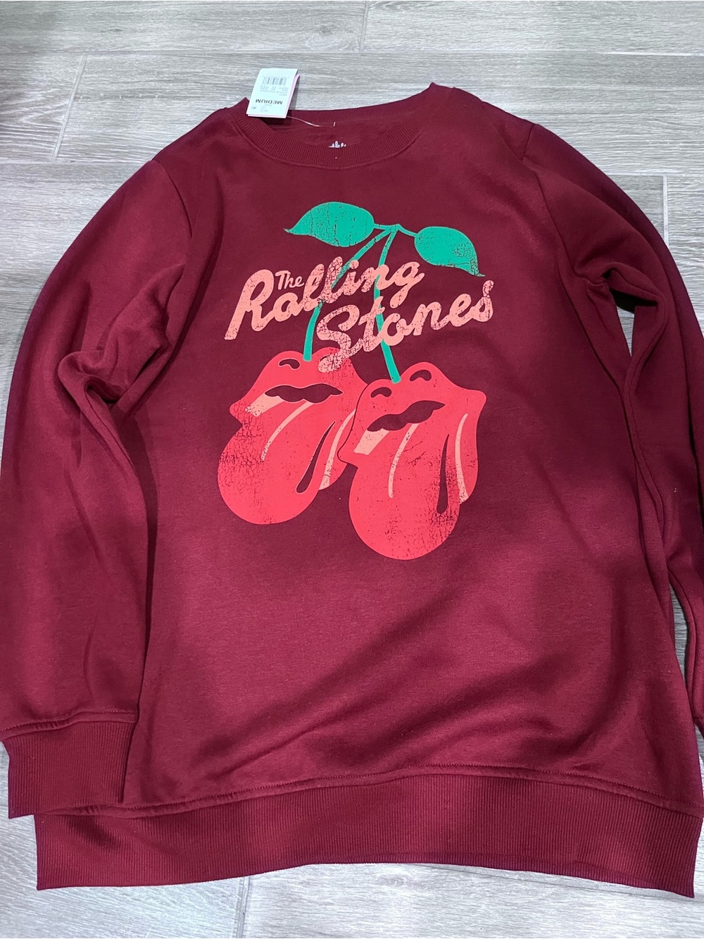 The Rolling Stones Maroon Pullover with Red Tongue Graphic